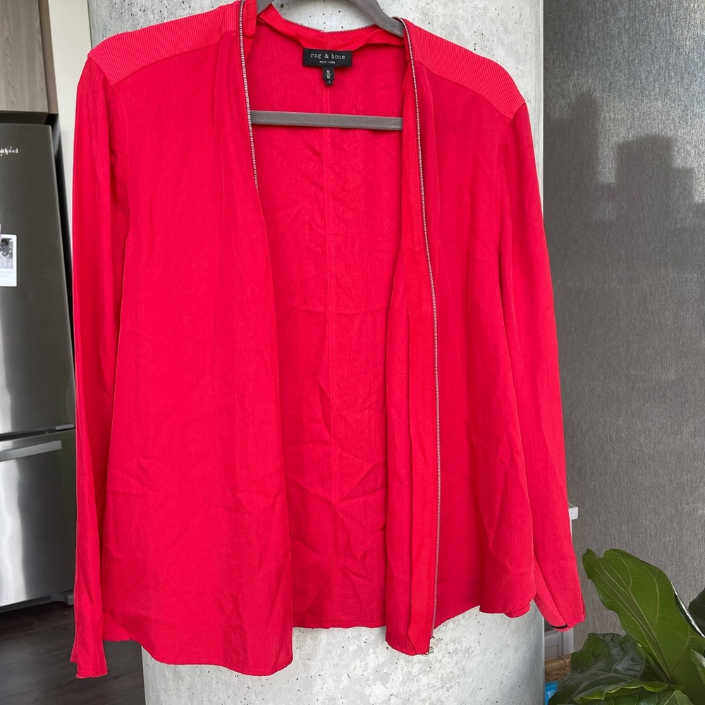 W/ tags Red zipper detail viscose blouse.